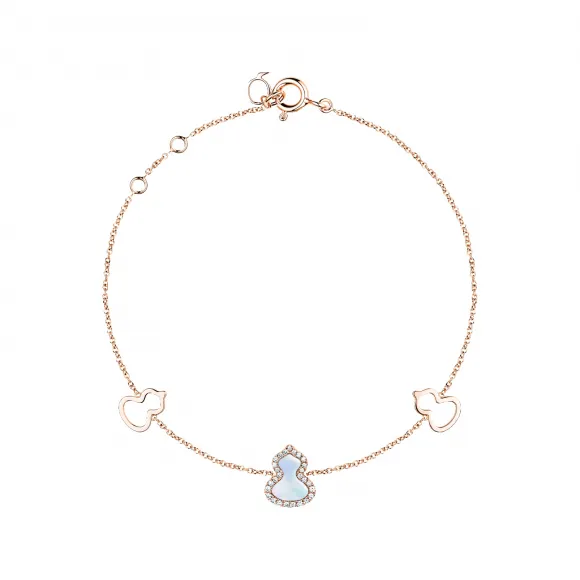 麒麟/qeelin Petite Wulu 18K玫瑰金钻石及珍珠母贝手链 WU-BR0001D-RGDMOP