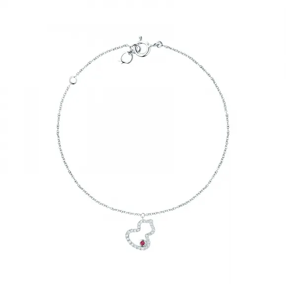 麒麟/qeelin Petite Wulu 18K白金钻石及红宝石手链 WU-BR0006B-WGDRU