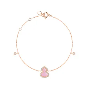 麒麟/qeelin Petite Wulu 18K玫瑰金钻石及粉红蛋白石手链 WU-BR0011B-RGDPO