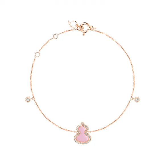 麒麟/qeelin Petite Wulu 18K玫瑰金钻石及粉红蛋白石手链 WU-BR0011B-RGDPO