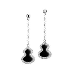 麒麟/qeelin Petite Wulu 18K白金钻石及缟玛瑙耳环 WU-ER0001A-WGDON