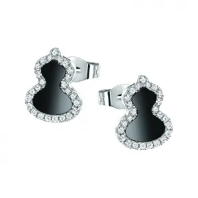 麒麟/qeelin Petite Wulu 18K白金钻石及缟玛瑙耳环 WU-ERSD0002A-WGDON