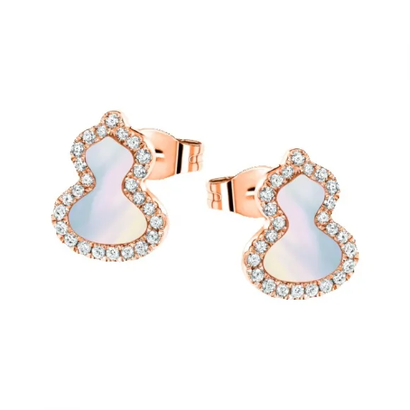麒麟/qeelin Petite Wulu 18K玫瑰金钻石及珍珠母贝耳环 WU-ERSD0002B-RGDMOP
