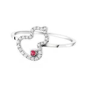 麒麟/qeelin Petite Wulu 18K白金钻石及红宝石戒指 WU-RI0002A-WGDRU