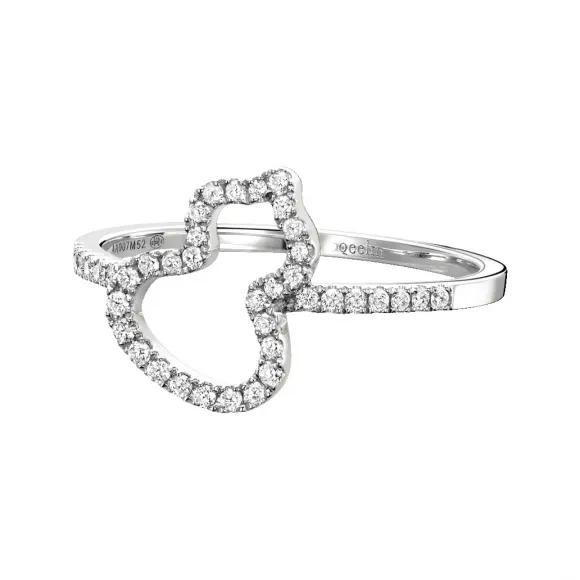 麒麟/qeelin Petite Wulu 18K白金钻石戒指 WU-RI0011A-WGD