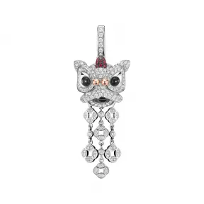 麒麟/qeelin Xi Xi 18K白金钻石、红宝石及缟玛瑙吊坠 (中) XX-020-FPPD-WGD