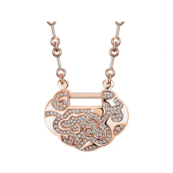 麒麟/qeelin Yu Yi 18K玫瑰金钻石项链 (中) YY-020-FLNL-RGD