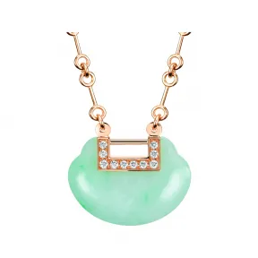 麒麟/qeelin Yu Yi 18K玫瑰金钻石及翡翠项链 (中) YY-020-NL-RGDGJE