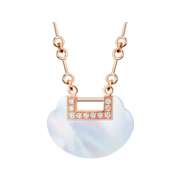 麒麟/qeelin Yu Yi 18K玫瑰金钻石及珍珠母贝项链 (中) YY-020-NL-RGDMOP