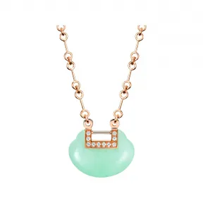 麒麟/qeelin Yu Yi 18K玫瑰金钻石及翡翠项链 (小) YY-030-NL-RGDGJE