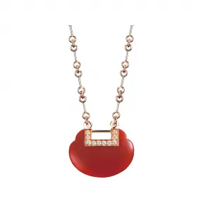 麒麟/qeelin Yu Yi 18K玫瑰金钻石及紅玛瑙项链 (小) YY-030-NL-RGDRA