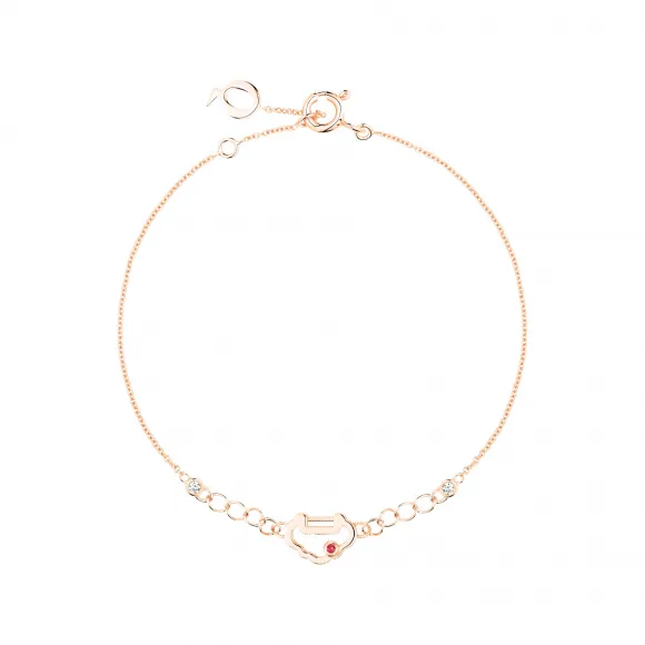 麒麟/qeelin Xiao Q Yu Yi 18K玫瑰金钻石及红宝石手链 YY-050-XQBL-RGRU