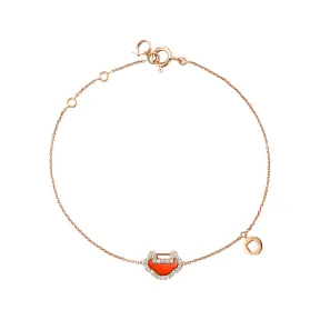 麒麟/qeelin Petite Yu Yi 18K玫瑰金钻石及红玛瑙手链 YY-BR0002E-RGDRA