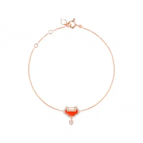 麒麟/qeelin Petite Yu Yi 18K玫瑰金钻石及红玛瑙手链 YY-BR0010A-RGDRA