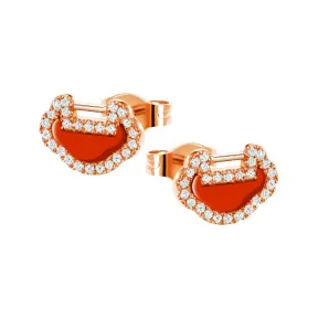 麒麟/qeelin Petite Yu Yi 18K玫瑰金钻石及红玛瑙耳环 YY-ERSD0003B-RGDRA