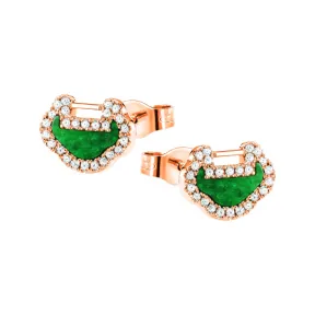 麒麟/qeelin Petite Yu Yi 18K玫瑰金钻石及翡翠耳环 YY-ERSD0003C-RGDGJE