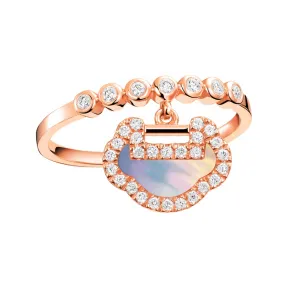 麒麟/qeelin Petite Yu Yi 18K玫瑰钻石及珍珠母贝戒指 YY-RI0002A-RGDMOP