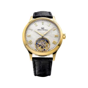 海鸥/Seagull 手动陀飞轮 42MM 全钢镀黄金色 手动上链 男表 518.97.7058VG