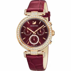 施华洛世奇/Swarovski 手表 Era Journey 腕表, 真皮表带, 深红色, 玫瑰金色调 5416701