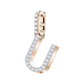 施华洛世奇/Swarovski 吊坠 Swarovski Remix Collection Charm U, 白色, 镀玫瑰金色