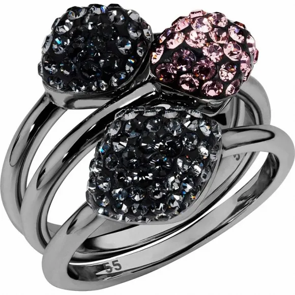 施华洛世奇/Swarovski 戒指 Moselle 可叠戴戒指, 灰色, 镀黑铬色 5455875