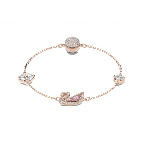 施华洛世奇/Swarovski Dazzling Swan 手链  磁扣  天鹅  粉红色  镀玫瑰金色调 5485877