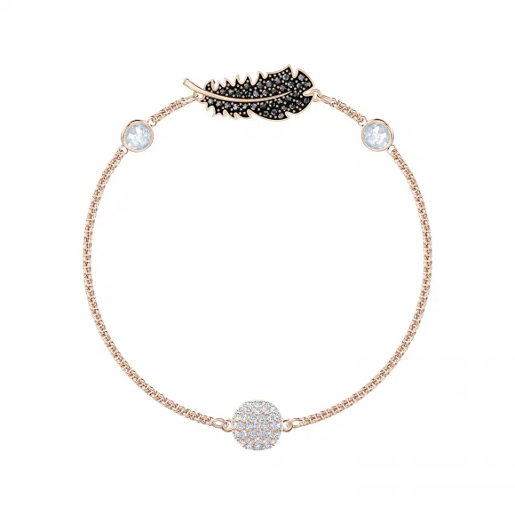 施华洛世奇/Swarovski Remix Collection Feather Strand, 黑色, 镀玫瑰金色调 5511101