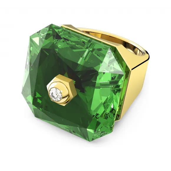 施华洛世奇/Swarovski Numina 个性戒指八角形切割绿色镀金色调
