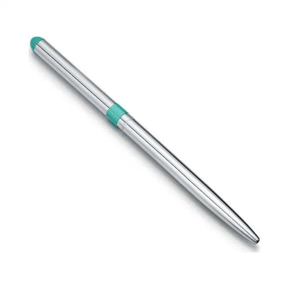 蒂芙尼/Tiffany 纯银便携钢笔饰蓝色圈带，涂以 Tiffany Blue® 蒂芙尼蓝色亮漆。