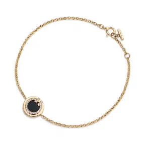 蒂芙尼/Tiffany T 系列 18K 黄金镶嵌钻石和黑色缟玛瑙圈形手链 GRP11100