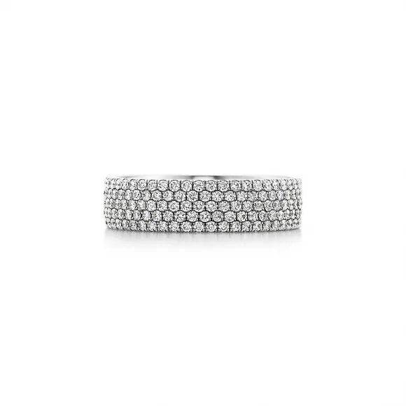 蒂芙尼/Tiffany Tiffany Metro 18k 白金镶钻五排戒指 67413407 GRP03613