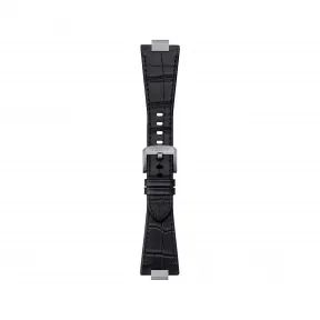 天梭/Tissot 天梭表官方黑色皮革表带, 表带尾端为精钢材质 T852.047.562