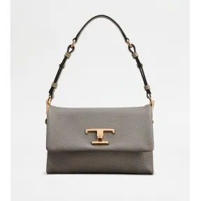 托德斯/Tod's 女人 灰色 T Timeless 迷你皮革翻盖包 XBWTSQC0100T5ZC404