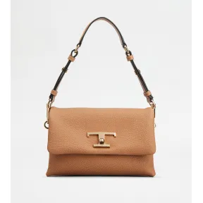 托德斯/Tod's 女人 棕色 T Timeless 迷你皮革翻盖包 XBWTSQC0100T5ZS410