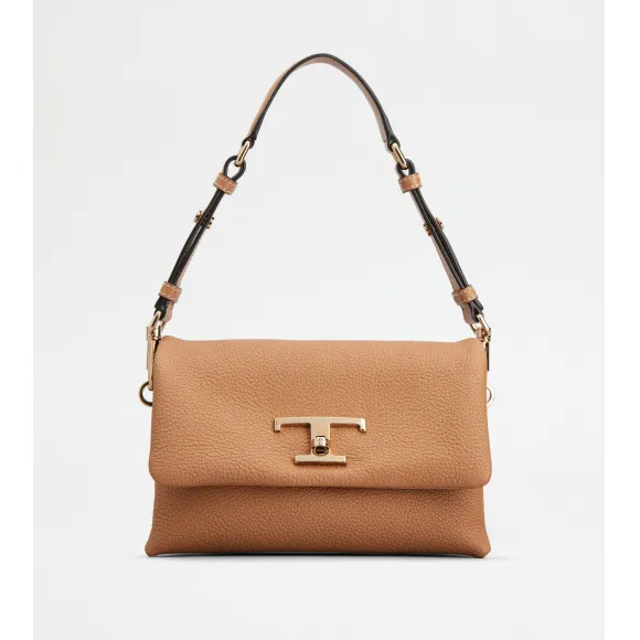 托德斯/Tod's 女人 棕色 T Timeless 迷你皮革翻盖包 XBWTSQC0100T5ZS410