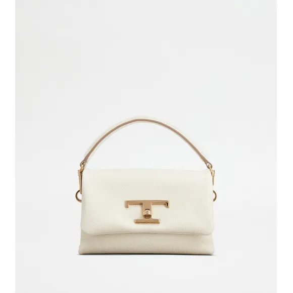 托德斯/Tod's Woman 奶油色 T Timeless超小號皮革翻蓋手袋 XBWTSQC9000T5ZPZ8O90