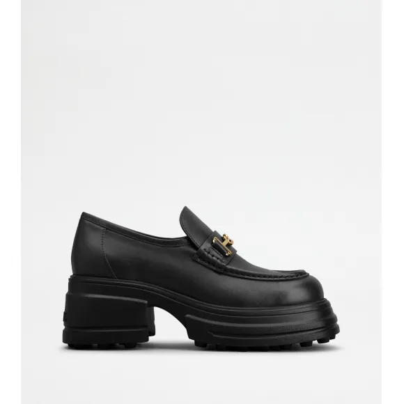 托德斯/Tod's 女人 黑色 皮革厚底乐福鞋 XXW84K0HW00GOCB999