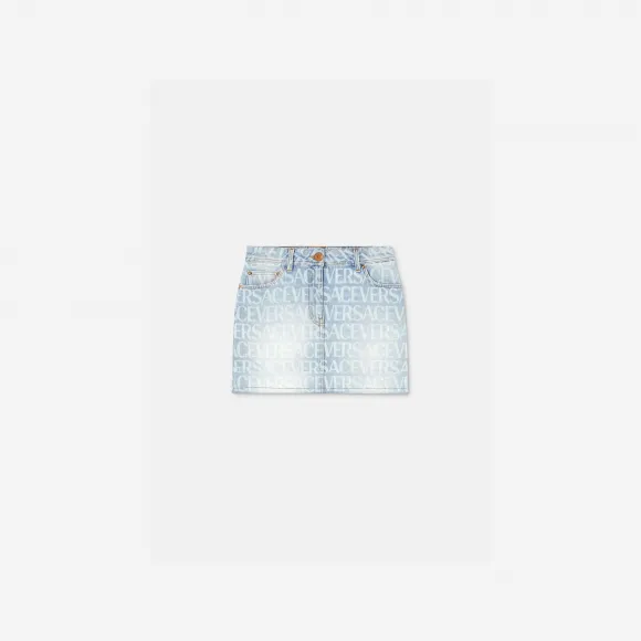 范思哲/Versace Women's Allover丹宁迷你裙 1009171-1A06237-1D190