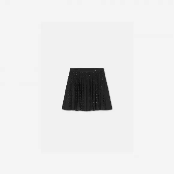 范思哲/Versace Women's 尖钉针织百褶迷你裙 1009952-1A07174-1B000