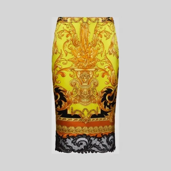 范思哲/Versace Barocco Femme印花桑蚕丝半身裙 A84586-A232054_A7048