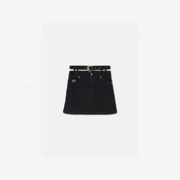 范思哲/Versace Jeans Couture Baroque搭扣丹宁迷你裙 E74HAE858-EDW040ENZ-E909