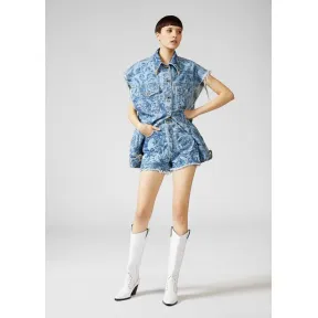 范思哲/Versace Baroque印花牛仔短裤 EA3HUA184-EAO93C_E904