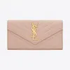 伊夫圣罗兰/Yves Saint laurent monogram浅粉色颗粒纹理小羊真皮前翻钱包 372264BOW016920