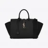 伊夫圣罗兰/Yves Saint laurent 小号 monogram downtwon cabas 黑色真皮与麂皮拼接包袋 