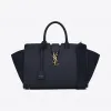 伊夫圣罗兰/Yves Saint laurent 小号monogram downtown cabas ysl海军蓝色真皮和麂皮女
