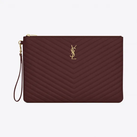 伊夫圣罗兰/Yves Saint laurent Monogram深红色绗缝真皮文件包 440222CWU016475