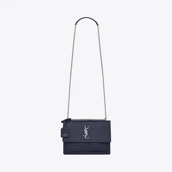 伊夫圣罗兰/Yves Saint laurent sunset中号鳄鱼纹压印亮面皮革手袋包 442906DND0N4147