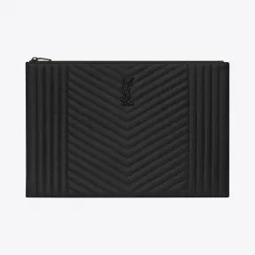 伊夫圣罗兰/Yves Saint laurent monogram黑色混合提花质感拉链文件夹 453211BRM081000