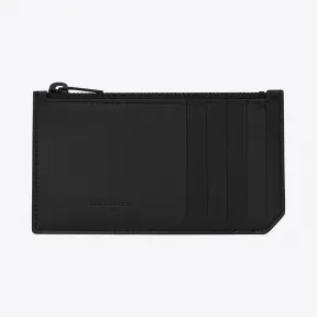 伊夫圣罗兰/Yves Saint laurent 经典 FRAGMENTS 黑色真皮和黑色闪亮装饰拉链式钥匙袋 458589B9