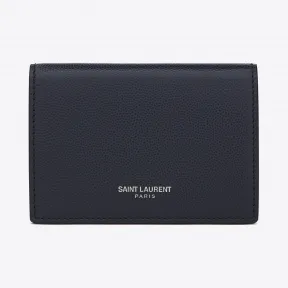 伊夫圣罗兰/Yves Saint laurent 经典圣劳伦特巴黎名片盒海军蓝粉粒纹理皮革 469338BTY6N4147